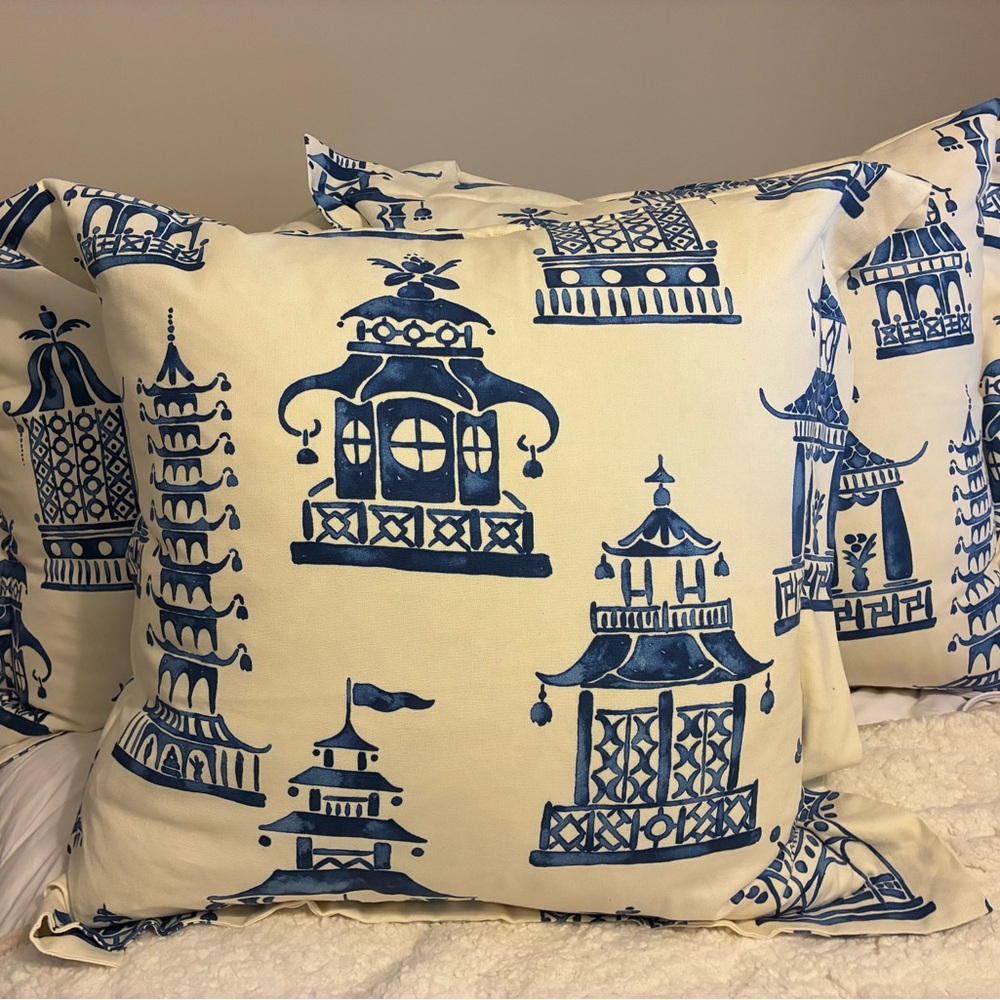 Blue and Cream Decorative Pillow